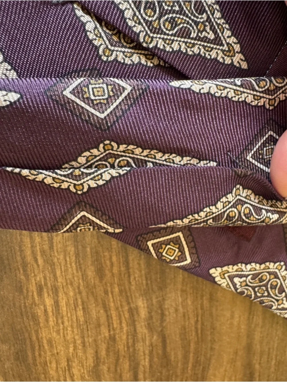 Chaps Ralph Lauren Silk Tie Purple Geometric Diamond USA 59.5 x 3.5